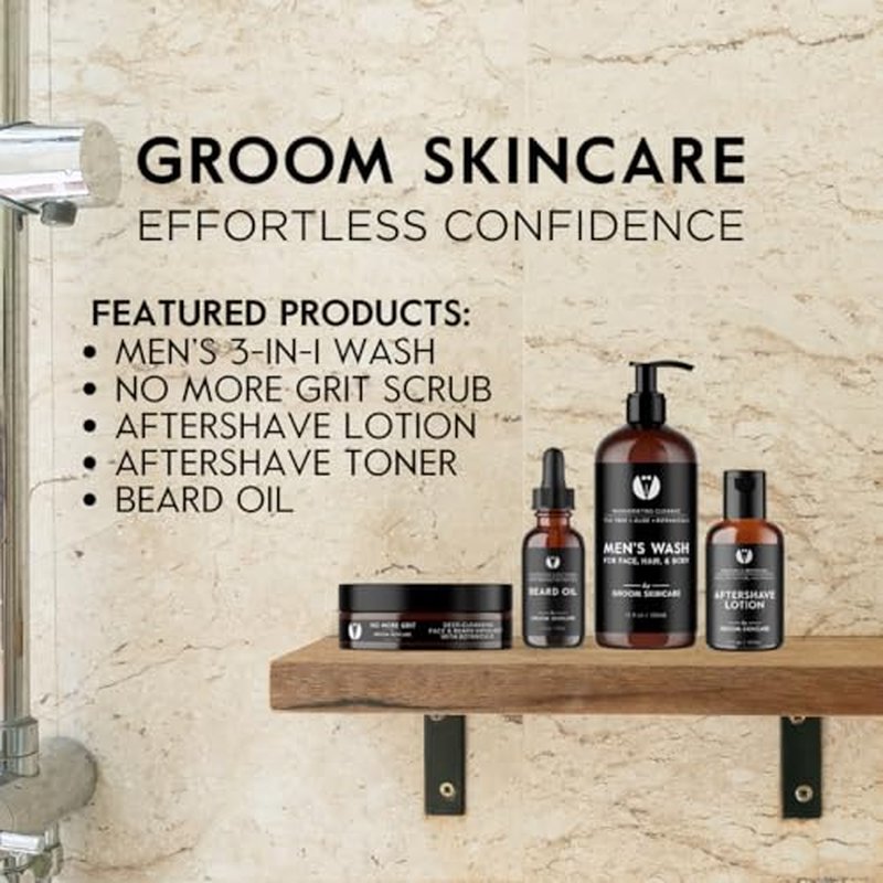 GROOM After Shave Toner for Men | Soothing, Pore-Tightening Formula with Aloe, Sandalwood, Chamomile & Vitamins A+E | Calms & Tones Skin | 2 oz