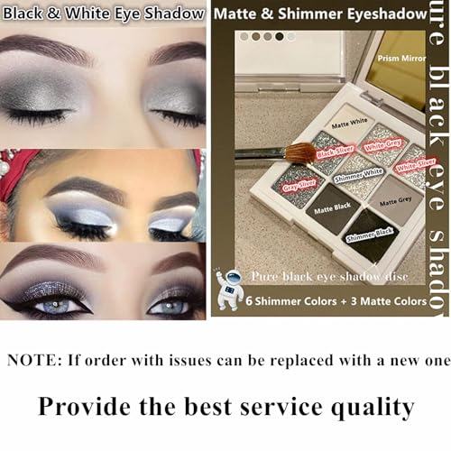 Go Ho Black Grey Silver Smoky Eyeshadow Palette,9 Colors Matte&Shimmer Eye Makeup Palette,Goth Eye Shadow Pallets for Women,Waterproof Cool Eye Shadow Palette Makeup with Prism Mirror