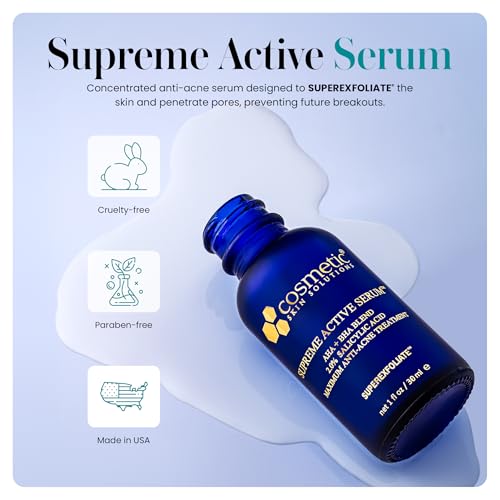 Supreme Active Serum ? 2% Salicylic Acid AHA BHA Exfoliating Formula for Acne, Dark Spots & Uneven Texture ? Clarifying Face Treatment for Clear, Smooth & Radiant Skin ? 1 fl oz