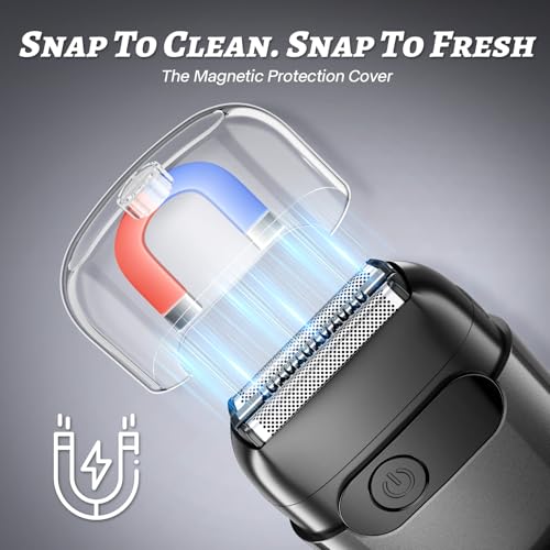 Electric Foil Shaver for Men ? 3D Floating Blades, IPX8 Waterproof, USB-C Fast Charging, LED Display, Wet/Dry Use, Travel Lock, Gray