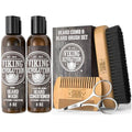 Viking Revolution Beard Brush & Wash Set with Peppermint Eucalyptus – Smoothing Grooming Kit with Comb and Conditioner