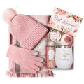 Christmas Gifts for Women, Relaxing Spa Gift Baskets Self Care Gift Warm Care Package Unique Birthday Gifts for Women Friend Her Mom Sister Wife Teacher w/ Winter Beanie Hat Plaid Scarf Gloves Set