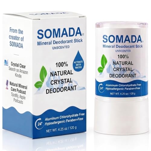 SOMADA Crystal Deodorant Stick 4.25oz Pack of 4 - Aluminum-Free Natural Mineral