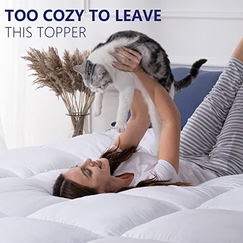 Queen Cooling Plush Mattress Topper with Pillow Top - White, 3-Inch Thick