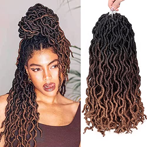 14 Inch Faux Locs Crochet Hair - Soft Goddess Locs for Black Women, 6 Packs, Variation of 1B/4/30