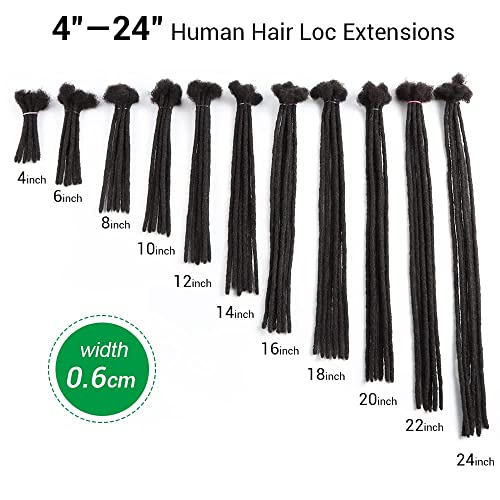 Human Hair Dreadlock Extensions 6-22 Inch Full Handmade Permanent Locs for Women Men Kids