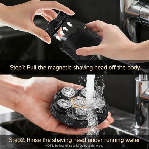 Likefun Magnetic Cordless Bald Head Shaver for Men - Black, USB-C Rechargeable