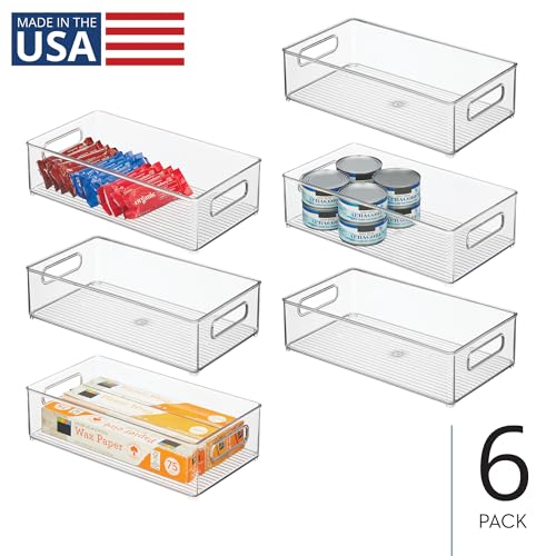 Stackable Fridge Storage Bins Set of 6 - Clear Refrigerator Organizers