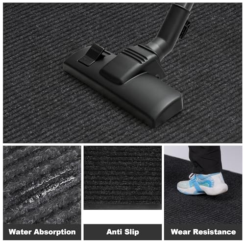 Foriy 3'x16'5" Indoor Outdoor Commercial Floor Mat Black - Cuttable Rug for Home & Entrance