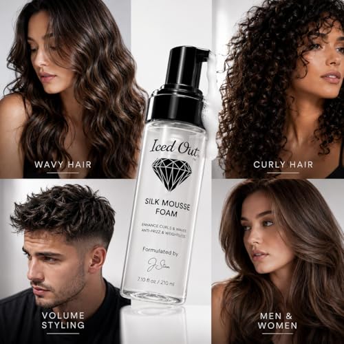 Volumizing Curl & Frizz Control Hair Mousse for Men & Women – Long-Lasting Hold, Shine, 7.10 fl oz