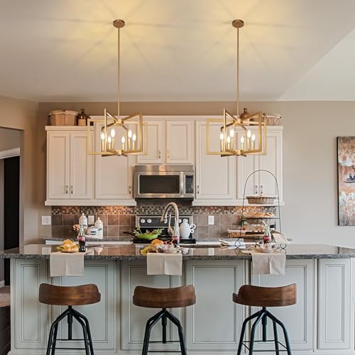 Klgxnrd 6-Light Gold Pendant Light Fixture Modern Farmhouse Chandelier