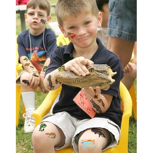 Glitter Animals Tattoos for Kids, 12 Sheets Glitter Dragon Cat Panda Tiger Elephant Panda Giraffe Temporary Tattoos for Kids Animals Themed Party Birthday Party Supplies Gifts Decoration