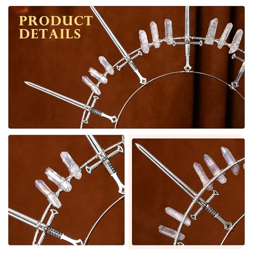 Silver Sword Headband - Gothic Halo Crown for Cosplay & Medieval Costumes