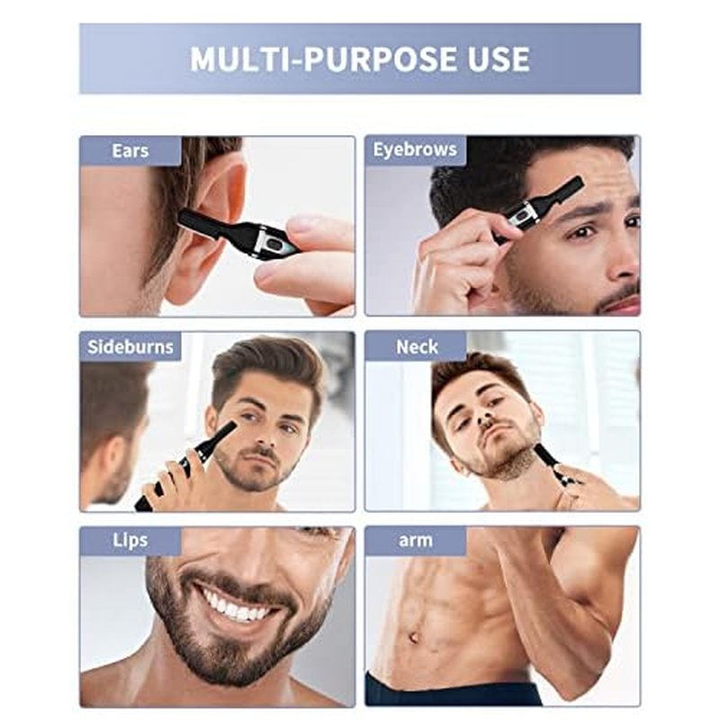 Eyebrow Trimmer, Electric Eyebrow Razor for Women Men, Rechargeable Painless LED Light Facial Hair Shaver Remover with Rinseable Blade for Face Lips Neck Leg