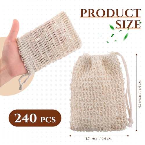 Rtteri 240 Pcs Soap Saver Bags - Natural Sisal Exfoliating Soap Pouches - Variation of THIS listing