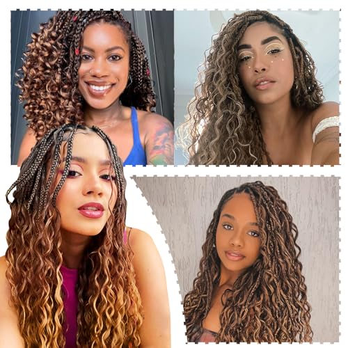 18 Inch Goddess Boho Box Braids Crochet Hair - 1B/30/27 - 8 Pack Variant