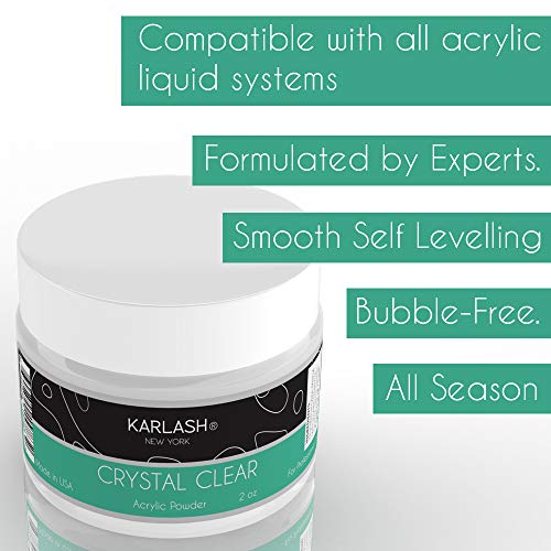 Karlash Professional Acrylic Powder Made in USA Crystal Clear 4 oz (Pack of 2)
