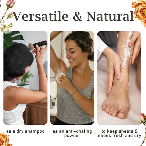 Herb & Root Rose & Vanilla Body Powder Gift Set - Talc-Free, Full Size, Pack of 2