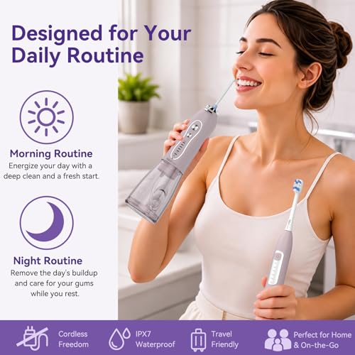 Pink Lavender H2ofloss 2-in-1 Electric Toothbrush & Water Flosser Set