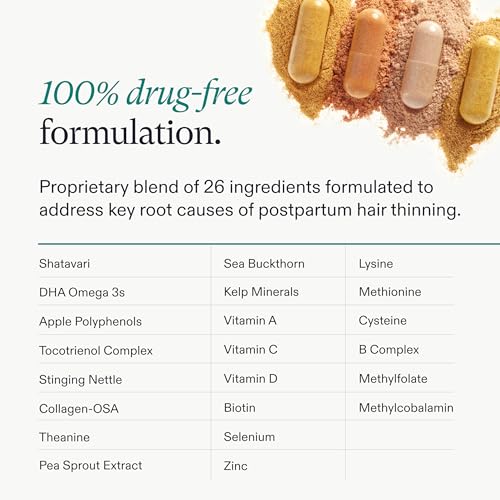 Nutrafol Postpartum Hair Growth Supplements, Clinically Tested for Visibly Thicker Hair and Less Shedding, Breastfeeding-friendly - 1 Month Supply