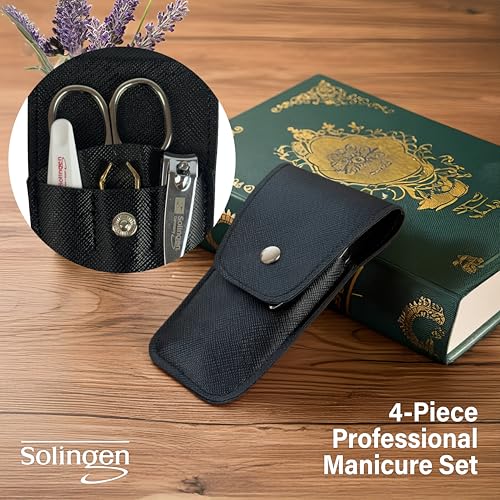 Black Solingen Manicure & Pedicure Set for Men & Women with Travel Case
