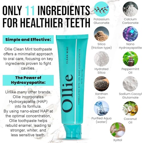 Ollie Fluoride-Free Nano Hydroxyapatite Toothpaste - 4oz Mint, 3 Pack
