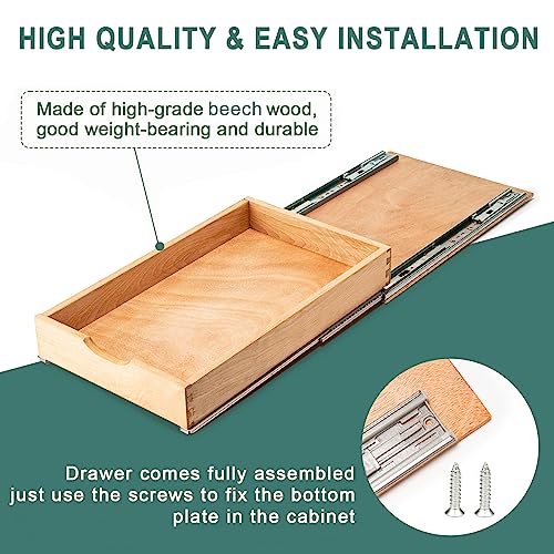 14”W x 21”D Fully Assembled Wooden Pull Out Kitchen Cabinet Drawer Organizer