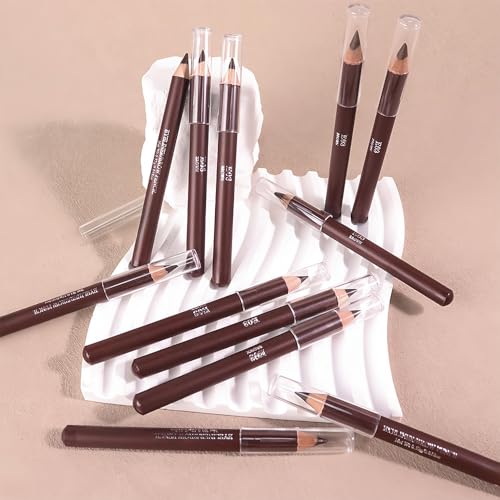 12Pcs Light Brown Eyebrow Pencils for Women, Wooden Hard-Core Eyebrow and Eyeliner Pencil, Long Lasting Waterproof and Sweat-Proof, Beginner Makeup Brow Pencil (Light Brown)