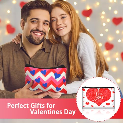 Valentine Makeup Bags Set of 24 - Stylish Cosmetic & Toiletry Zipper Pouches for Women