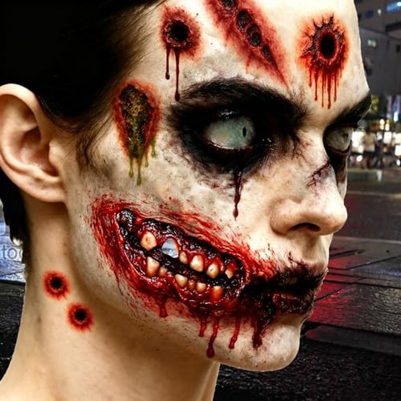 22 Sheets Halloween Face Scar Tattoos ? Zombie Makeup Wound Stickers, Fake Scars Cuts Stitches, Realistic Halloween Temporary Tattoos for Zombie Costume & Scary Makeup (A)