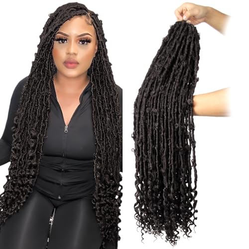 Butterfly Locs Crochet Hair with Curly Ends - 30 Inch, 4# Brown - Pack of 6