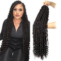 Butterfly Locs Crochet Hair with Curly Ends - 30 Inch, 4# Brown - Pack of 6