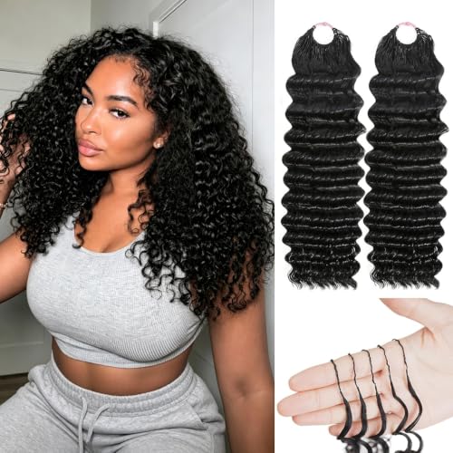 Deep Wave Crochet Hair 120g 16 Inch Knotless Pre-Separated Natural Black - 1B-DW