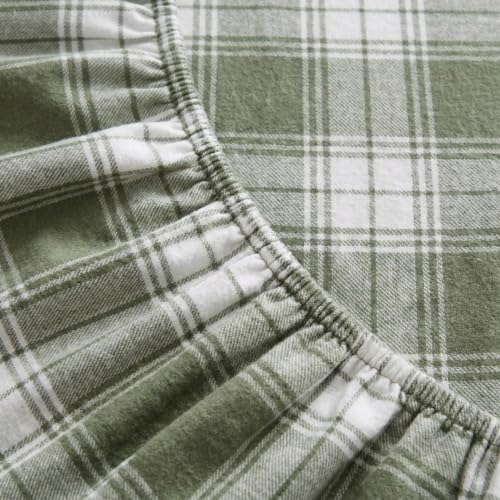 Queen Fitted Sheet Set with Pillowcases - Heartland Plaid Green - Eddie Bauer