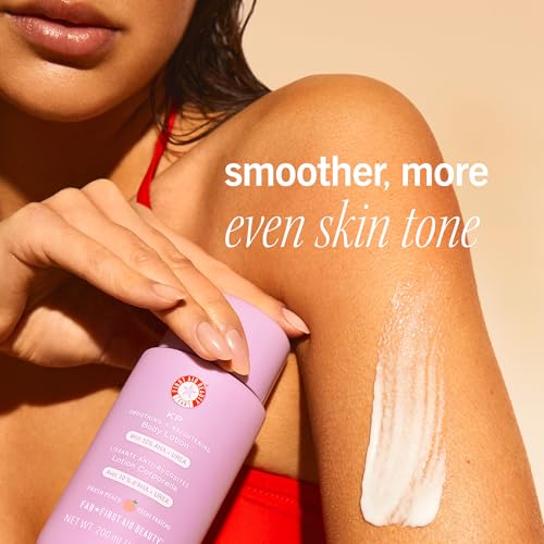 First Aid Beauty Peachy Smooth Duo: KP Bump Eraser Scrub & Smoothing + Brightening Lotion with 10% AHA, Daily Exfoliating Keratosis Pilaris Bundle to Reduce Bumps, Peach (8 oz Scrub, 6.7 oz Lotion)