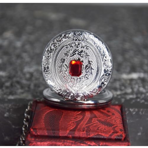 Obsidian Scrying Mirror with Ruby Embellished Lid for Divination and Meditation