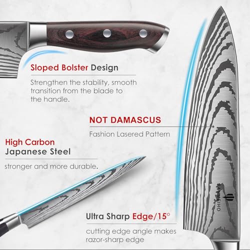 16-Piece Japanese Steel Kitchen Knife Set with Wooden Block