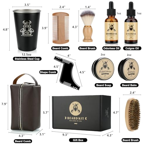 Men's Beard Grooming Kit - 10-Piece Gift Set for Fathers Day & Birthdays
