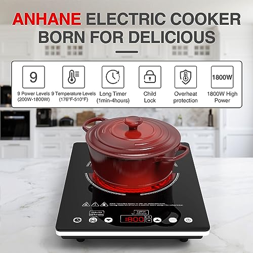 Electric Portable Cooktop Single Burner 1800W Touch Control Child Lock DT1-3