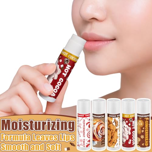 25 Pcs Christmas Lip Balms Bulk Peppermint Candy Cane Gingerbread Hot Cocoa Gifts Cookie Cinnamon Flavor Lip Balm Party Favor Xmas Stocking Stuffers Christmas Bulk Gifts for Coworker Staff Employee