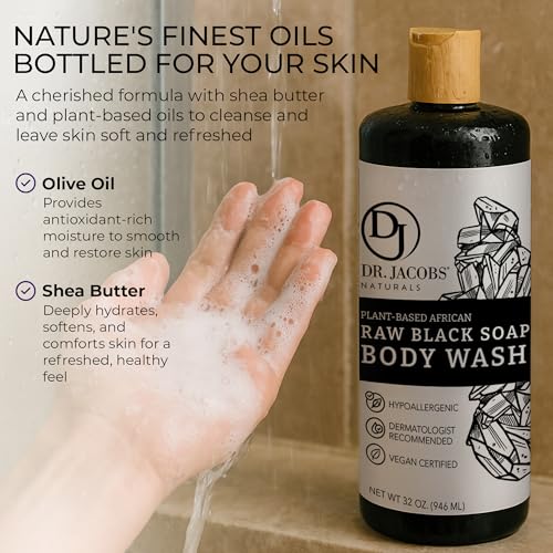 African Black Soap All-In-One Cleanser 32oz - Shea Butter & Aloe, Sensitive Skin