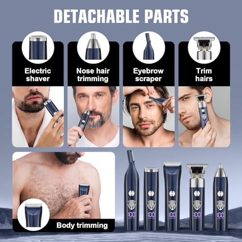 HIENA PRO Beard Trimmer for Men, Professional Body Facial Ear Nose Hair Trimmer and Beard Grooming Kit, 5 in 1 Complete Grooming Kit & Cordless Electric Hair Clippers Haircut, Gifts for Men
