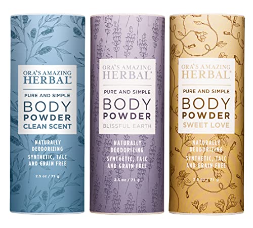 TalC-Free Body Powder Variety Pack with Essential Oils - 3-Pack, 2.5 oz Each