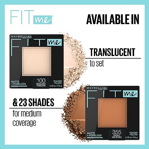 Maybelline Fit Me Matte Poreless Powder Makeup - Warm Sun 0.29oz Pack of 2 Variation 334 WARM SUN