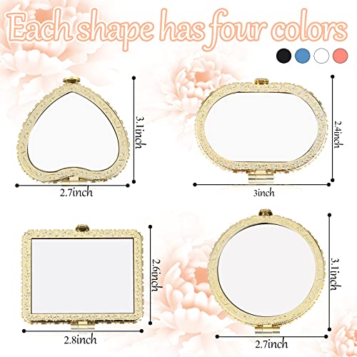 Remerry 48 Pieces Compact Mirror for Purse Small Flower Pocket Mirror Portable Floral Retro Folding Tea Party Favors Makeup Travel for Women Mother (Stylish Style)
