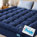 Navy Blue King Mattress Topper - Ultra Soft, Back Pain Relief, Rayon Bamboo