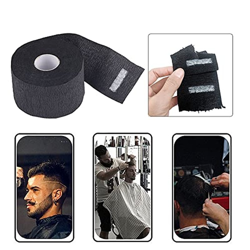 2 Rolls Black Disposable Barber Neck Paper Strips Professional Hairdressing Stretchy Wrap Barber Accessories for Salon Hair Cutting Shaving Styling