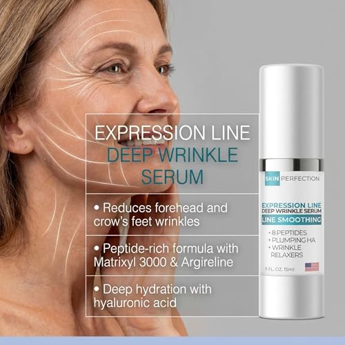 Skin Perfection Multi-Peptide Serum for Face with 8 Clinical-Strength Actives - Reduces Appearance of Expression Lines - Anti-Aging Formula with Matrixyl 3000, Argireline, Snap-8 1 oz