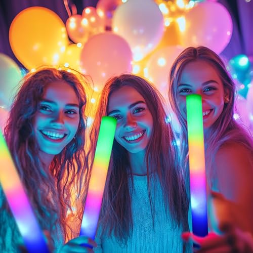 204Pcs Foam Glow Sticks Bulk with 3 Modes Colorful Flashing for Weddings & Parties - Variation of THIS listing
