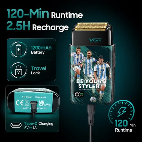 Dual Flexing Foil Shaver for Bald Men with 3-Speed Wet Dry Waterproof